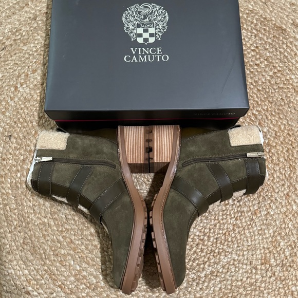 NWT Vince Camuto KLerica Leather Moto/Hiker Boot Olive / Natural Verona Sz 10 - Picture 4 of 8